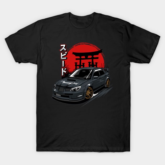 Subaru STI Black T-Shirt by cturs